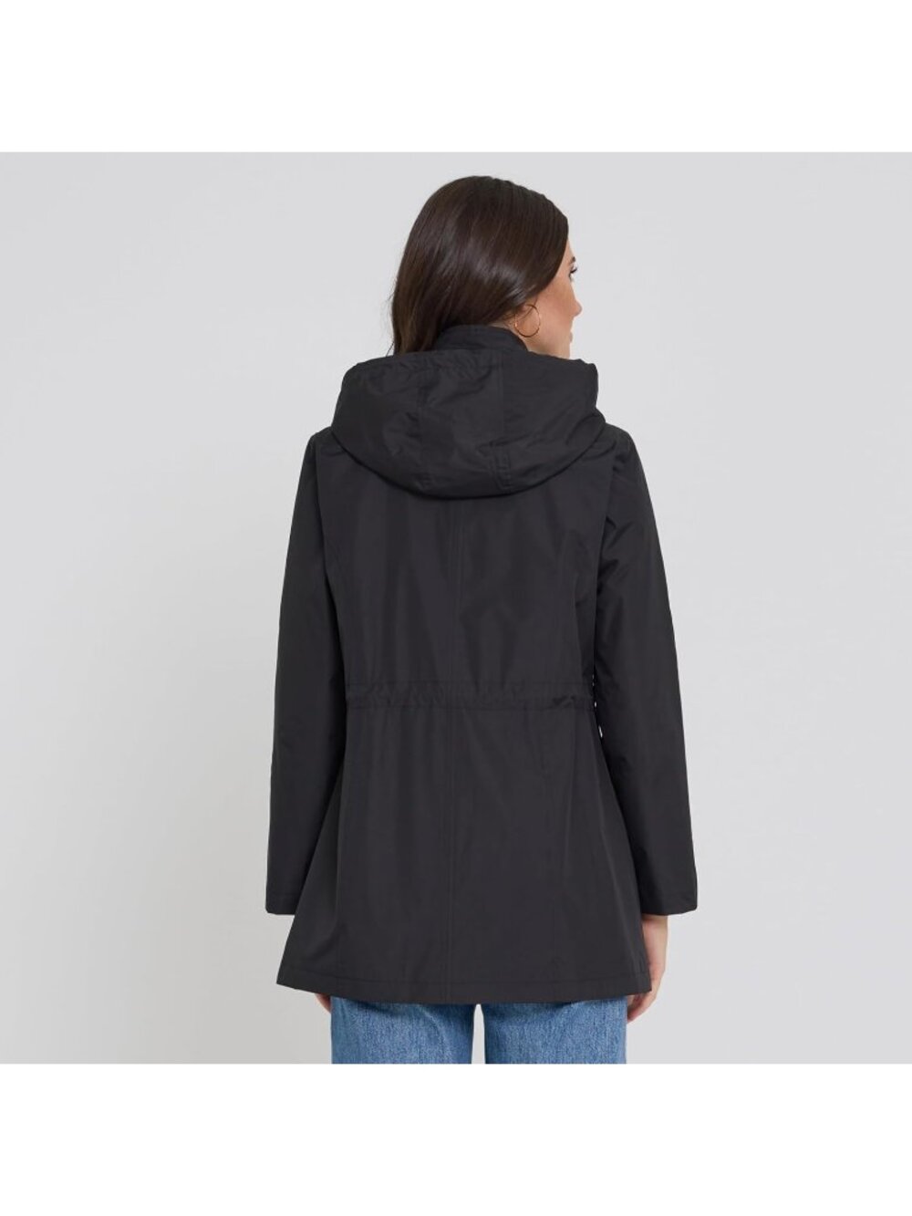 Women's Black Comfort Waterproof Hooded Anorak Windbreaker Coat Rain Jacket - Picture 3 of 7